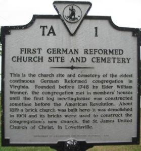 First German Reformed Church Site and Cemetery Marker in Lovettsville VA