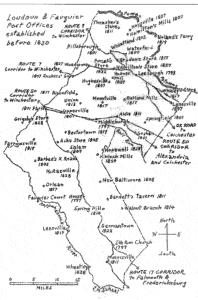 Map of early Lounoun Couny post offices