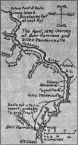April 1699 journey of Burr Harrison and Giles Vandercastel